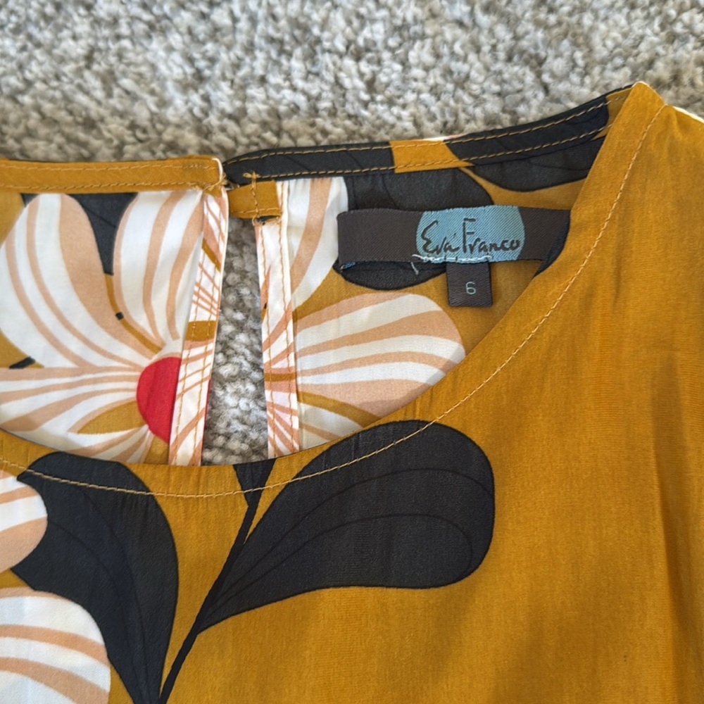 ANTHROPOLOGIE EVA FRANCO Ikebana Yellow Floral Midi Skirt & Matching Blouse 4/6 - Picture 9 of 10